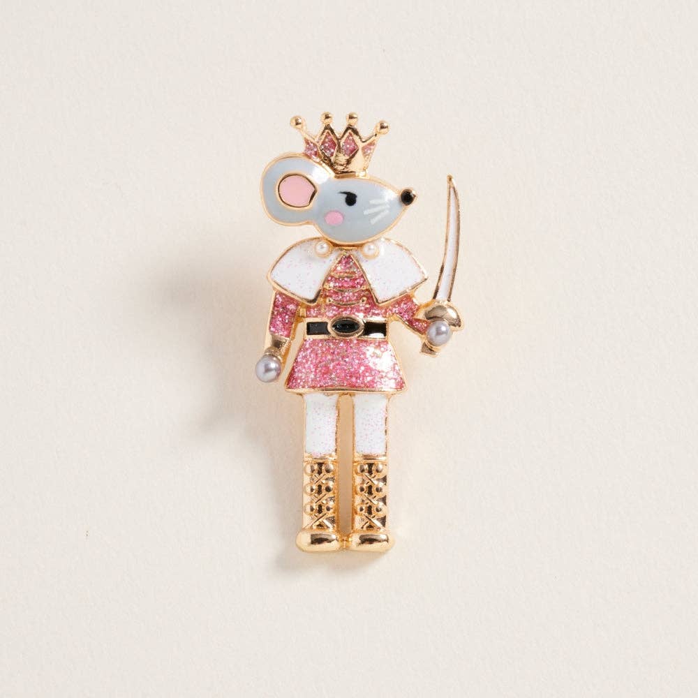 Earrings Christmas Glitter Mouse King Nutcracker Pink