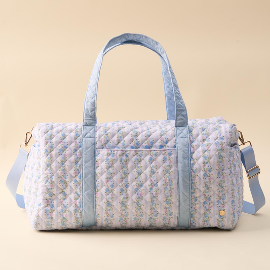 Quilted On-the-Go Weekender Bag-Petal Parade Blue