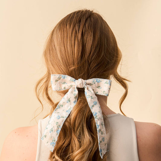Floral Flair Hair Bow-Blue