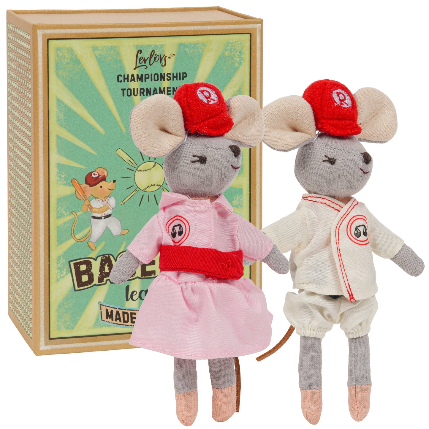 LEVLOVS Baseball Mice Plush Toy Set