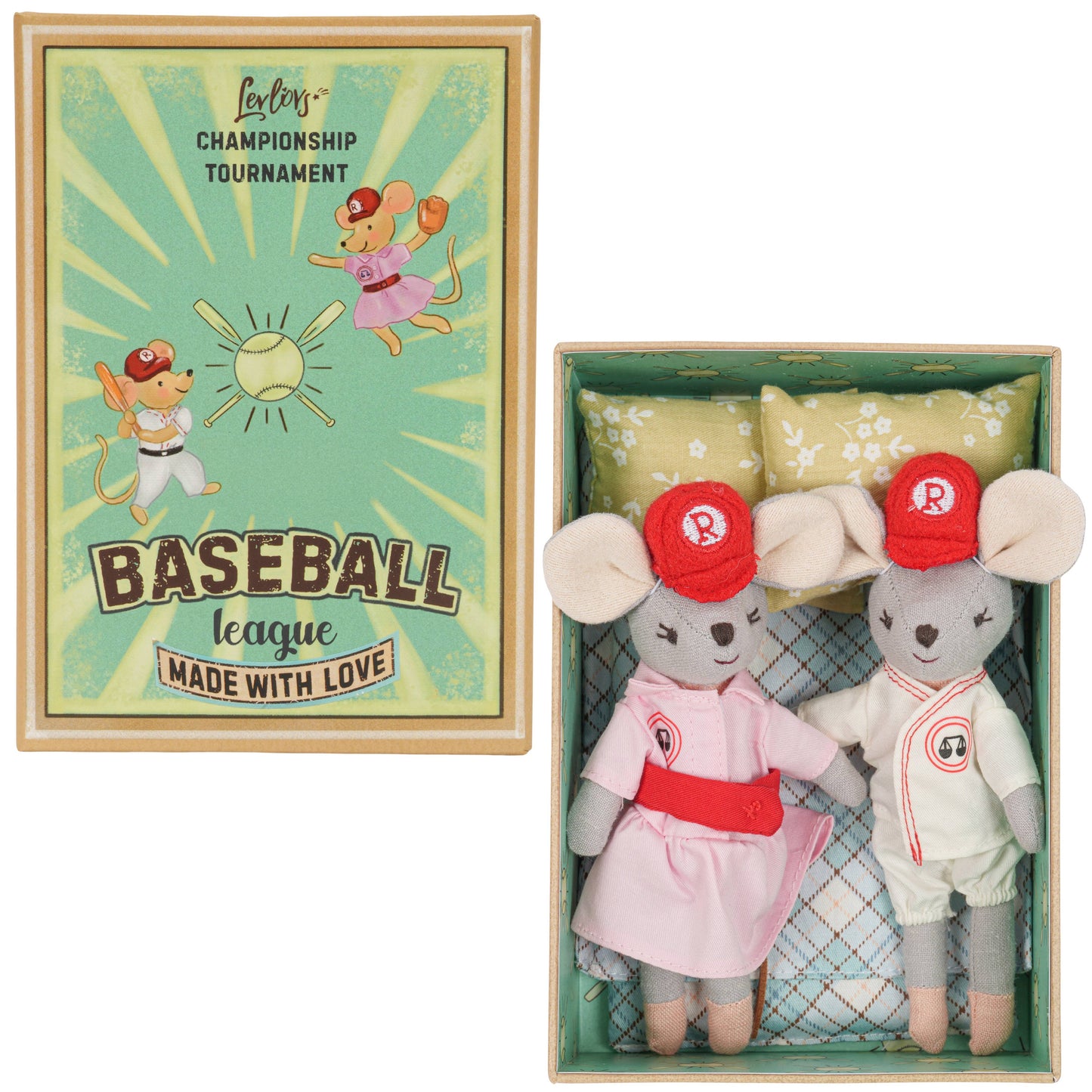 LEVLOVS Baseball Mice Plush Toy Set