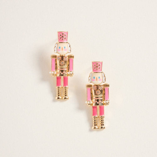 Christmas Nutcracker Earrings Pink