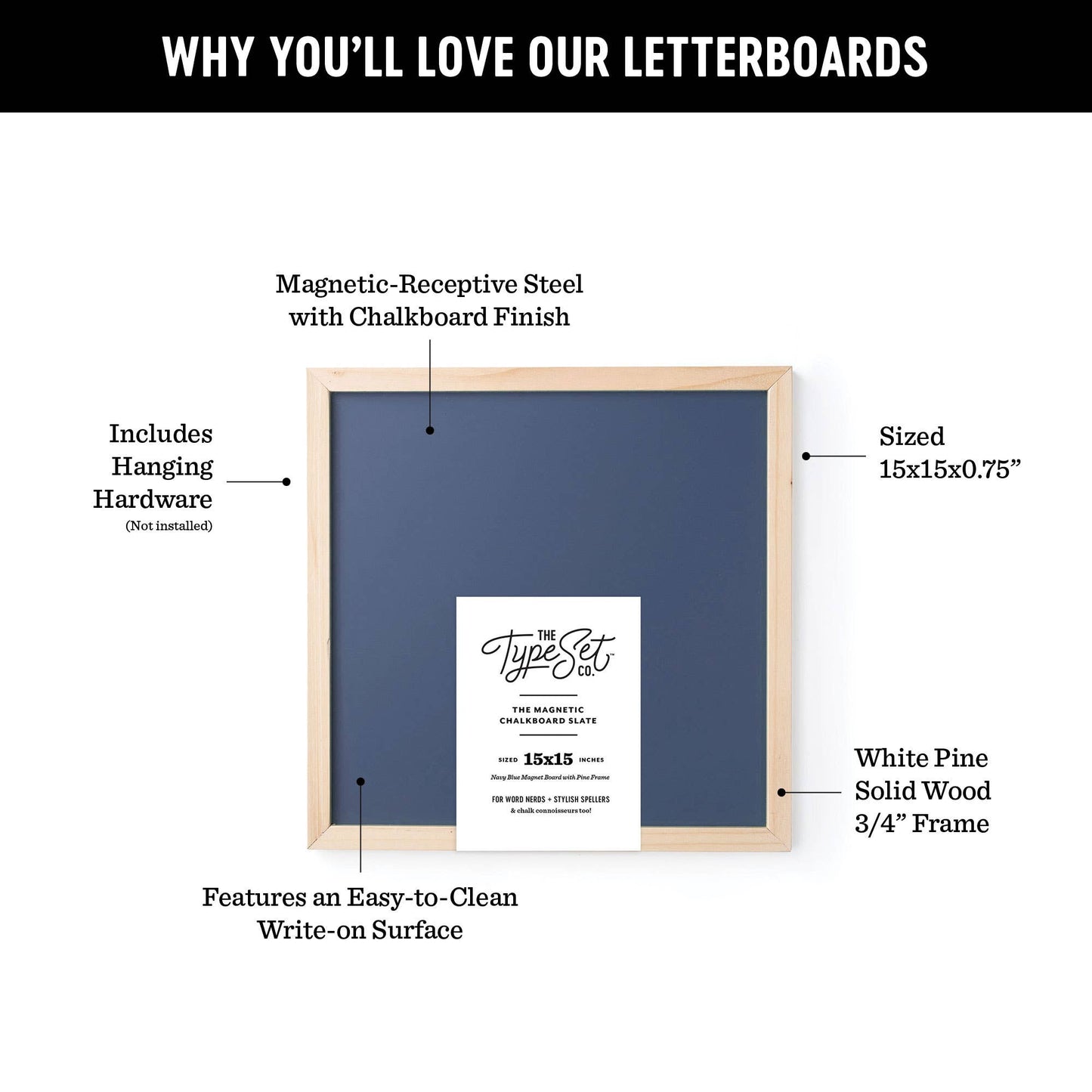 15x15 Navy Blue Magnetic Chalkboard