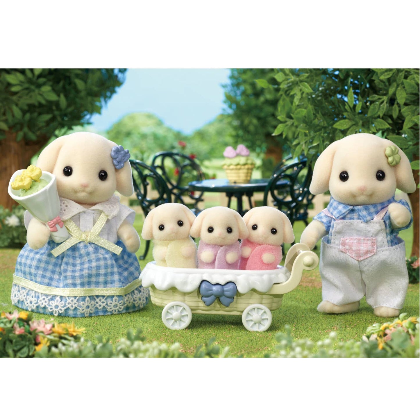 Calico Critters Flora Rabbit Family, 4 Doll Figures