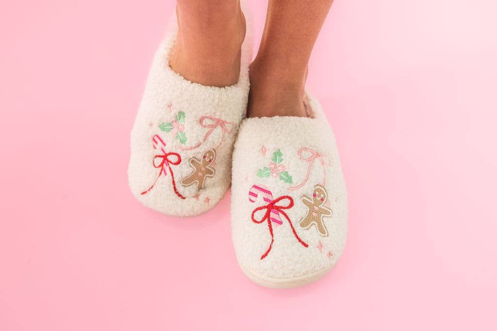 Slippers Gingerbread Bow Adult Sizes