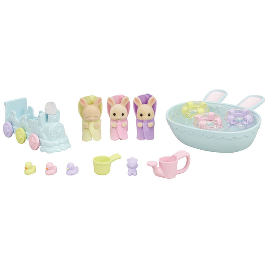 Calico Critters Triplets Baby Bathtime Set,Dollhouse Playset