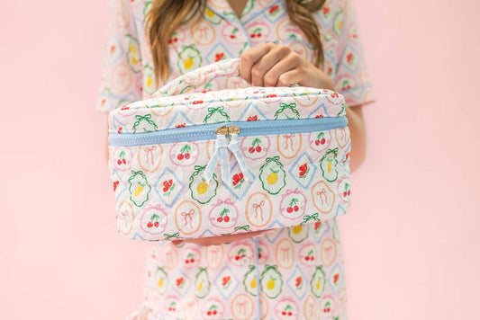 Quilted Cosmetic Bag with Handle | Fruit Cocktail