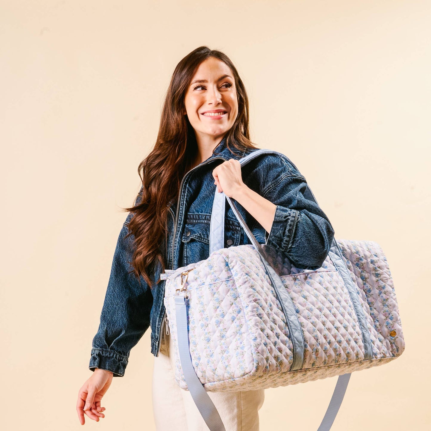 Quilted On-the-Go Weekender Bag-Petal Parade Blue