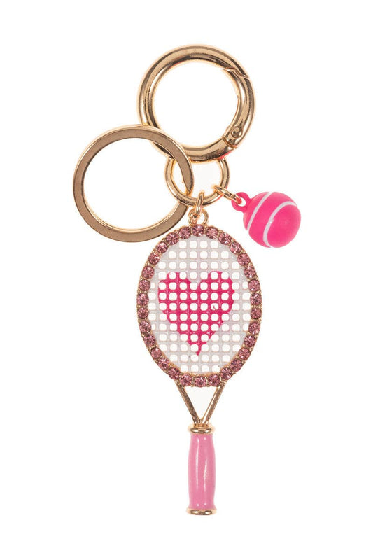 Tennis Racket Keychain Bag Charm Pink