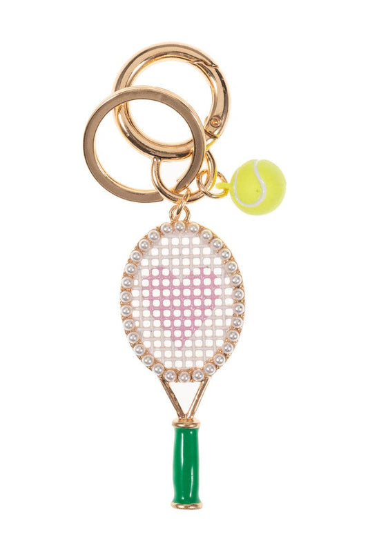 Tennis Racket Keychain Bag Charm Green