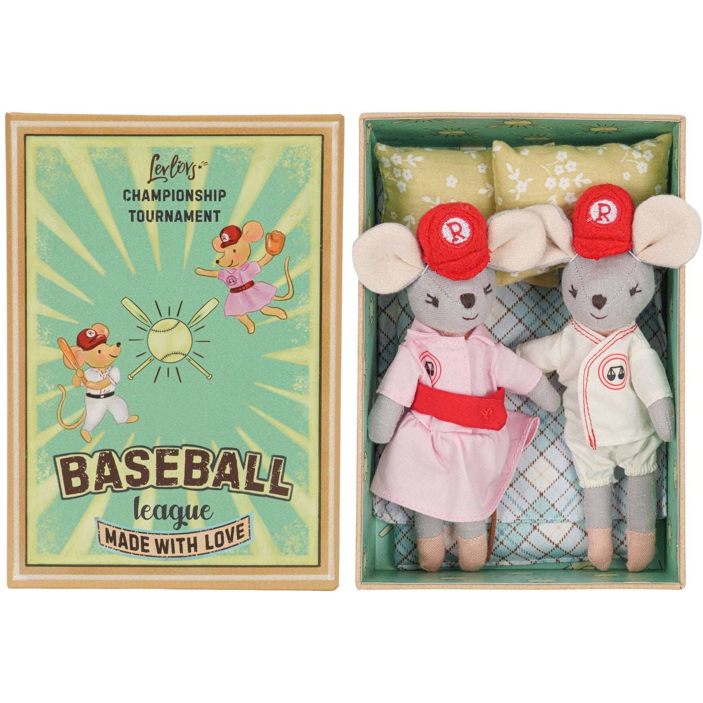 LEVLOVS Baseball Mice Plush Toy Set