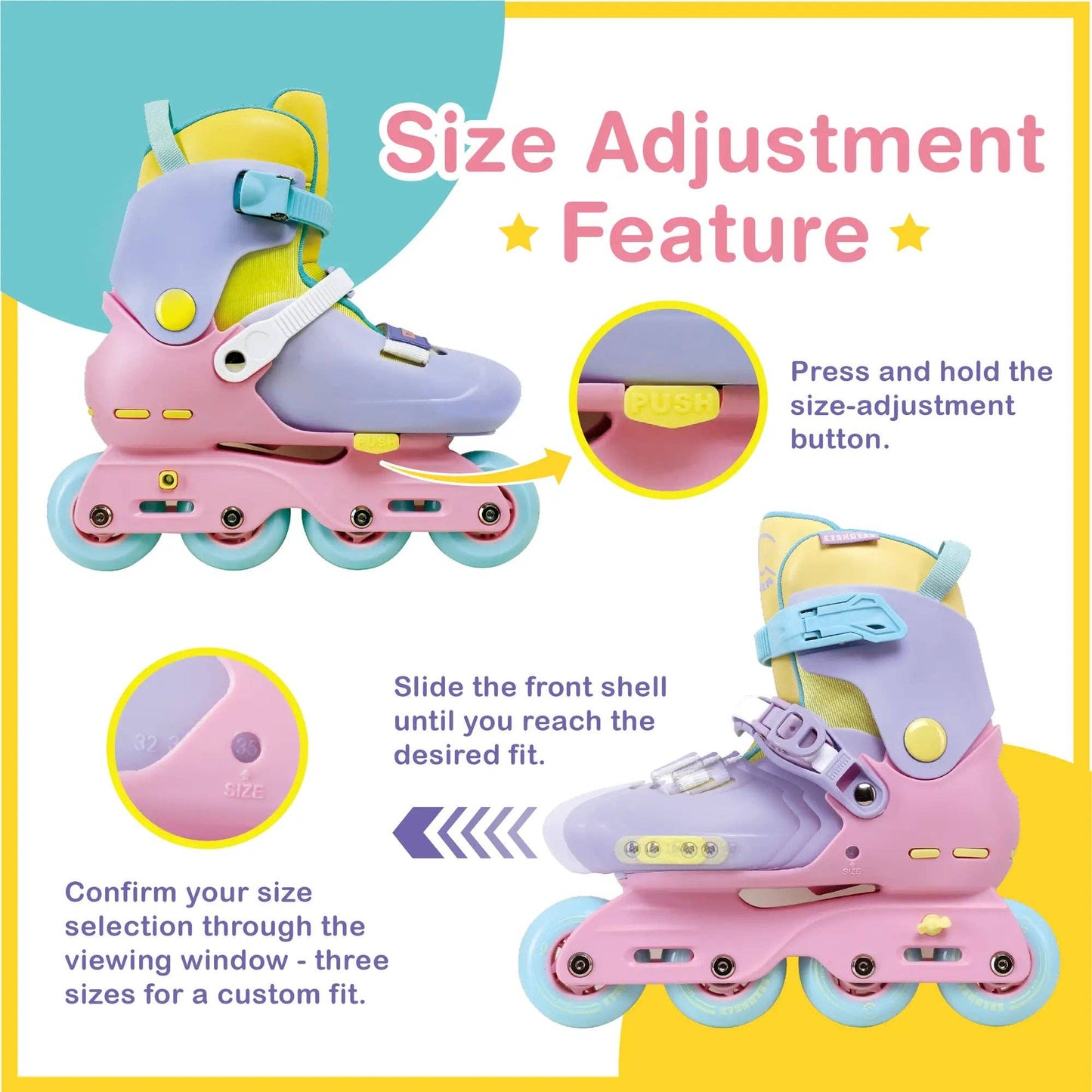 Skates Pastel Adjustable Inline Youth